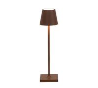 Zafferano, Lampada Poldina Micro, Lampada da Tavolo Ricaricabile e Senza Fili con Controllo Touch, Adatta per Salotto ed Esterni, Dimmer, 2200-3000 K, Altezza 27,5 cm, Colore Corten
