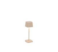 Zafferano, Lampada Ofelia Micro, Lampada da Tavolo Ricaricabile e Senza Fili con Controllo Touch, Adatta per Salotto ed Esterni, Dimmer, 2200-3000 K, Altezza 20 cm, Colore Sabbia