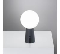 Zafferano, Lampada Olimpia Pro, Lampada da Tavolo Ricaricabile e Senza Fili con Controllo Touch, Adatta per Salotto ed Esterni, Dimmer, 3000 K, Altezza 26 cm, Colore Grigio Scuro