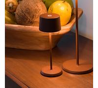 Zafferano, Lampada Olivia Micro, Lampada da Tavolo Ricaricabile e Senza Fili con Controllo Touch, Adatta per Salotto ed Esterni, Dimmer, 2200-3000 K, Altezza 20 cm, Colore Corten