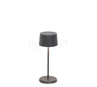 Zafferano, Lampada Olivia Micro, Lampada da Tavolo Ricaricabile e Senza Fili con Controllo Touch, Adatta per Salotto ed Esterni, Dimmer, 2200-3000 K, Altezza 20 cm, Colore Grigio Scuro