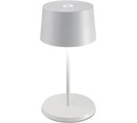 Zafferano, Olivia Mini, Lampada da Tavolo Portatile e Ricaricabile con Controllo Touch, Adatta per Salotto ed Esterni, Dimmer, 2200-3000 K, Altezza 22 cm, Colore Bianco