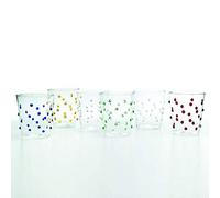 Zafferano Party Tumbler Set 6 Bicchieri Acqua Trasparenti con Pois 6 Colori Vari