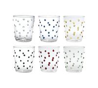 Zafferano Party Tumbler Set 6 Bicchieri Acqua Trasparenti con Pois 6 Colori Vari
