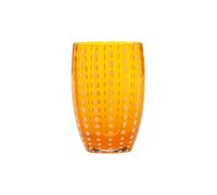 Zafferano Perle Bicchiere Tumbler Lavorato a Mano in Vetro Colorato Trasparente cl 32 h 109 mm d 71 mm, Set 6 Pezzi, Arancio
