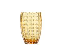 Zafferano Perle Bicchiere Tumbler Lavorato a Mano in Vetro Colorato Trasparente cl 32 h 109mm d 71mm, Set 6 Pezzi, Ambra