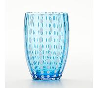 Zafferano Perle - Set di 2 bicchieri in vetro, 325 ml, colore: acquamarina
