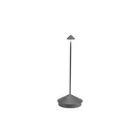 Zafferano, Pina, Lampada da Tavolo Ricaricabile e Senza Fili con Controllo Touch, Utilizzabile anche come Lampada da Esterni, Dimmer, 2200-3000 K, Altezza 29 cm, Colore Grigio Scuro