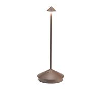 Zafferano, Pina Pro, Lampada da Tavolo Ricaricabile e Senza Fili con Controllo Touch, Adatta per Salotto ed Esterni, Dimmer, 2700 K, Altezza 29 cm, Colore Corten