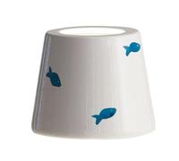 Zafferano, Poldina Cover, Cover in Ceramica Decorata a Mano per Lampada da Tavolo, Paralume Compatibile con le Lampade Poldina, Made in Italy, Ø13 x 10 cm, Color Bianco - Pesci Azzurri