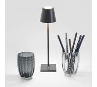 Zafferano Poldina Lampada ricaricabile LED, grigio scuro - 27,5 cm