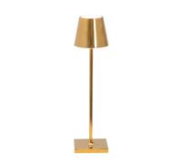 Zafferano, Lampada Poldina Micro con Finitura Oro Lucido, Lampada da Tavolo Ricaricabile e Senza Fili con Controllo Touch, Utilizzabile come Lampada da Interni, Dimmer, 2200-3000 K, Altezza 27,5 cm