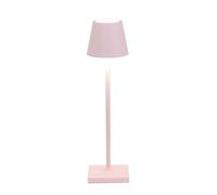 Zafferano, Poldina Micro, Lampada da Tavolo Ricaricabile e Senza Fili con Controllo Touch, Adatta per Salotto ed Esterni, Dimmer, 2200-3000 K, Altezza 27,5 cm, Colore Rosa