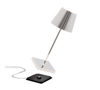 Zafferano Poldina mini lampada a batteria interna cromata lucida Zafferano
