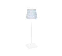 Zafferano, Poldina Pro con Cover, Lampada da Tavolo Ricaricabile e Senza Fili con Controllo Touch, Lampada da Esterni, Dimmer, 2200-3000 K, Altezza 38 cm, Colore Bianco - Fiocchi di Neve