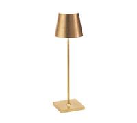Zafferano, Poldina Pro con Foglia Color Oro, Lampada da Tavolo Ricaricabile e Senza Fili con Controllo Touch, Utilizzabile come Lampada da Interni, Dimmer, 2200-3000 K, Altezza 38 cm