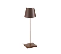 Poldina Pro Corten Lampada Da Tavolo Led Dimmerabile In Alluminio, Protezione Ip54, Uso Interno / esterno, Base Di Ricarica A Contatto, H38cm, Plug Eu