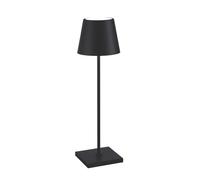 Zafferano, Poldina Pro, Lampada da Tavolo Ricaricabile e Senza Fili con Controllo Touch, Utilizzabile anche come Lampada da Esterni, Dimmer, 2200-3000 K, Altezza 38 cm, Colore Nero