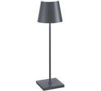 Zafferano, Poldina Pro, Lampada da Tavolo Ricaricabile e Senza Fili con Controllo Touch, Utilizzabile anche come Lampada da Esterni, Dimmer, 2200-3000 K, Altezza 38 cm, Colore Grigio Scuro
