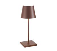 Zafferano, Poldina Pro Mini, Lampada da Tavolo Ricaricabile e Senza Fili con Controllo Touch, Utilizzabile anche come Lampada da Esterni, Dimmer, 2200-3000 K, Altezza 30 cm, Colore Corten