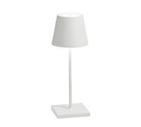 Zafferano, Poldina Pro Mini, Lampada da Tavolo Ricaricabile e Senza Fili con Controllo Touch, Utilizzabile anche come Lampada da Esterni, Dimmer, 2200-3000 K, Altezza 30 cm, Colore Bianco