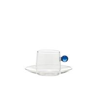 Zafferano S.R.L. Bilia, tazza da tè con piattino trasparente/blu 22 cl Bilia, tazza da tè con piattino trasparente/blu 22 cl