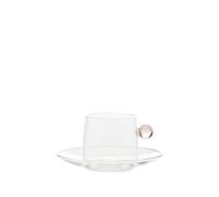 Zafferano S.R.L. Bilia, tazza da tè con piattino trasparente/rosa 22 cl Bilia, tazza da tè con piattino trasparente/rosa 22 cl