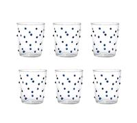 Zafferano Set 6 Party Tumbler Bicchiere Acqua Trasparente con Pois Blu