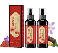 Zafferano spray per capelli - 100 ml essenza zafferano siero grigio a nero, spray per capelli vegetali a lunga durata, rinforzante per le radici dei capelli, spray lucido leggero e non grasso (2 pezzi