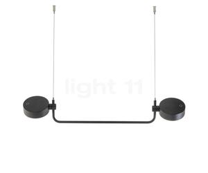 Zafferano Super O Lampada ricaricabile LED con Kit di sospensione - lineare - 2 fuochi, nero opaco