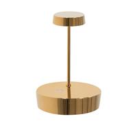 Zafferano, Swap Mini con Finitura Oro Lucido, Lampada da Tavolo Ricaricabile e Senza Fili con Controllo Touch, Utilizzabile come Lampada da Interni, Dimmer a Step, 2200-3000 K, Altezza 14,8 cm