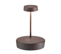 Zafferano, Swap Mini, Lampada da Tavolo Ricaricabile e Senza Fili con Controllo Touch, Adatta per Salotto ed Esterni, Dimmer a Step, 2200-3000 K, Altezza 14,8 cm, Colore Corten