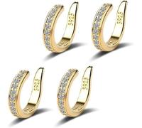 Zafiller, orecchini a clip per orecchie, orecchini dorati, orecchini finti senza foro, portatili e regolabili, un regalo di compleanno, Rame, Zirconia cubica