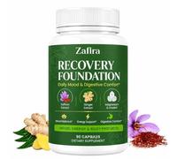 Zafira Organics Support Recovery Foundation Capsule, formula naturale a base di erbe con estratto di zenzero allo zafferano, magnesio, zinco, B12 per digestione, umore, supporto per capelli, 90