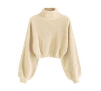 ZAFUL Maglione da donna a collo alto Drop Shoulder, 1-bianco albicocca, S