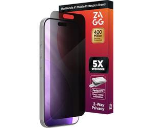 ZAGG Glass Elite Privacy Screen Protector for iPhone 17 Pro - 2-Way Privacy Filter, 5X Stronger, Fingerprint-Resistant, InvisibleShield, Easy Two-Step Installation