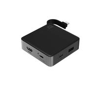 ZAGG Hub di ricarica a 4 porte per computer portatili, cellulari, porte USB-C PD, USB-C, USB-A e HDMI a ricarica rapida da 100 W, cavo integrato, compatibile con Windows, QI, nero