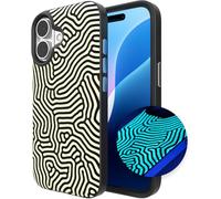 ZAGG London Snap Case per iPhone 16 - Design in tessuto labirinto fosforescente, compatibile con MagSafe, protezione contro le cadute da 4 m, rinforzo in grafene, ricarica wireless, finitura in
