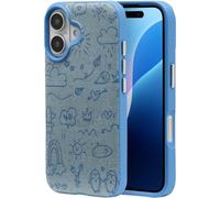 ZAGG London Snap Case per iPhone 16, design in tessuto ricamato, compatibile con MagSafe, protezione contro le cadute da 4 m con grafene, sottile e leggera, compatibile con ricarica wireless, blu
