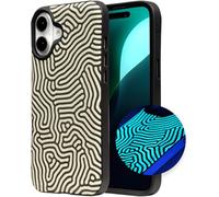 ZAGG London Snap Case per iPhone 16 Plus - Design in tessuto labirinto fosforescente, compatibile con MagSafe, protezione contro le cadute da 4 m, rinforzato con grafene, ricarica wireless, bagliore