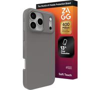 ZAGG Manhattan - Custodia a scatto per iPhone 17 Pro Max, argilla grigia, protezione dalle cadute (4 m), silicone morbido al tatto, sottile e leggera, superficie liscia e impugnatura antiscivolo
