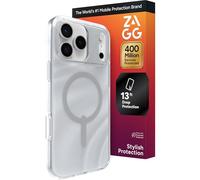 ZAGG Milan - Custodia a clip per iPhone 17 Pro Max, rinforzata in grafene con protezione contro le cadute (4 m), bordi strutturati e design scintillante, compatibile con MagSafe, argento scintillante