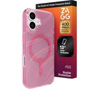 ZAGG Milan - Custodia a scatto per iPhone 17, motivo onda scintillante rosa, grafene rinforzato con protezione contro le cadute (4 m), bordi testurizzati e design scintillante, compatibile con