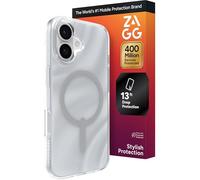 ZAGG Milan - Custodia a scatto per iPhone 17, motivo vortice glitterato argento, grafica rinforzata con protezione contro le cadute (4 m), bordi testurizzati e design scintillante, compatibile con