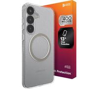 ZAGG Milan Snap - Custodia per Samsung Galaxy S25+, design trasparente con glitter, sottile e resistente alle cadute fino a 4 m, compatibile con ricarica wireless veloce, elegante custodia protettiva