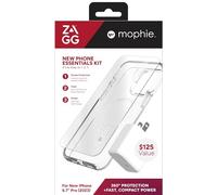 ZAGG & mophie Phone Essentials Kit per iPhone 15 Pro Max Glass+ Protezione dello Schermo Defense Crystal Palace Snap Case, mophie Speedport 30W GaN Charger - Protezione a 360° + Veloce, Potenza