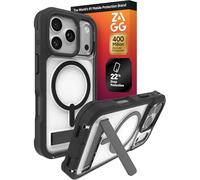 ZAGG Rainier Case with Kickstand for iPhone 17 Pro - Black, Graphene 22ft (7m) Drop Protection, Lanyard Attach Points, MagSafe, Wireless Charging Compatible, 2-Piece Design, Phone Case