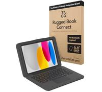 ZAGG Rugged Book Connect - Custodia per iPad 11" (A16)/11" (Gen 10), custodia con tastiera per aule, protezione contro le cadute da 2 m, connessione diretta USB-C, trackpad, custodia impermeabile