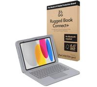 ZAGG Rugged Book Connect+ - Custodia per iPad 11" (A16)/11" (Gen 10), custodia per tastiera con pellicola proteggi schermo, protezione contro le cadute da 2 m, grado medico, connessione diretta USB-C
