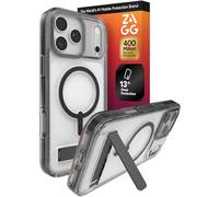 ZAGG Santa Cruz Snap Case with Kickstand for iPhone 17 Pro Max - Jet Black, Drop Protection (13ft/4m), MagSafe Charging Compatible, ClearGuard Anti-Yellowing Technology, Scratch Resistant Phone Case